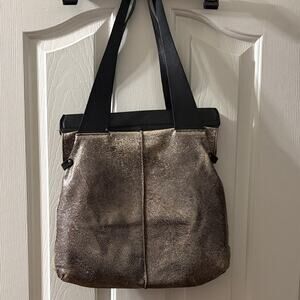 Vin Baker Soft Leather Tote with Magnet Closure and Black Leather Straps